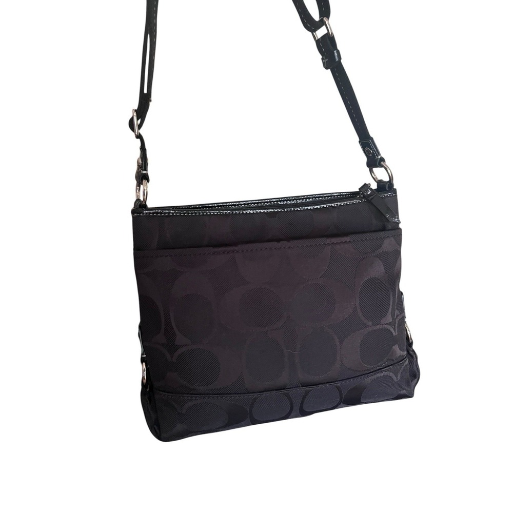 Coach Black Signature Ashley Shoulder Bag Crossbody w/Patent Leather Trim - Picture 6 of 16